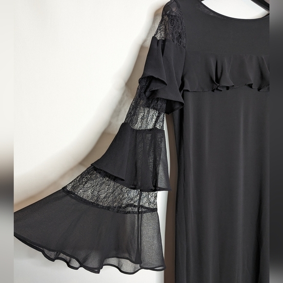 WHBM Black Bell Sleeve Lace Dress - Picture 8 of 16